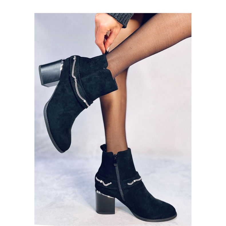 Suede High Heel Ankle Boots Black 2