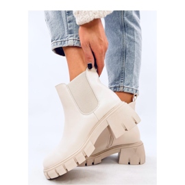 Ledeck Beige Pu wide-heeled Chelsea boots - Inello 1