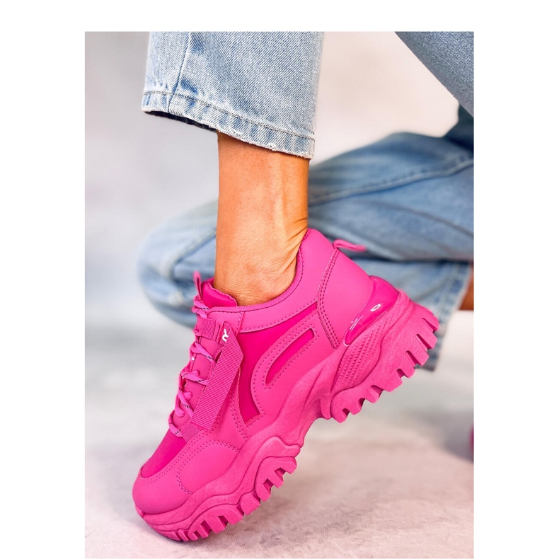 Fuchsia wedge sneakers pink 1