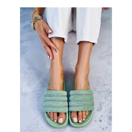 Green cubic zirconia slippers 1