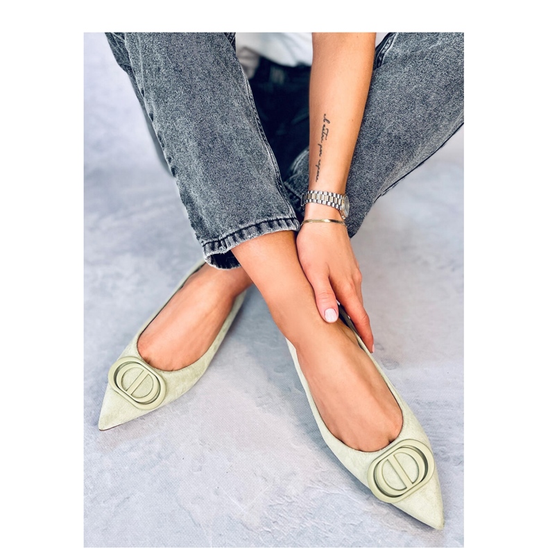 Green ballet flats with almond toes 1