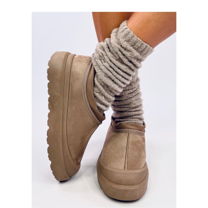 Khaki short snow boots beige 1