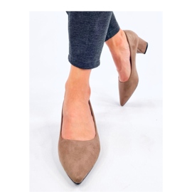 Khaki low heel pumps brown 2