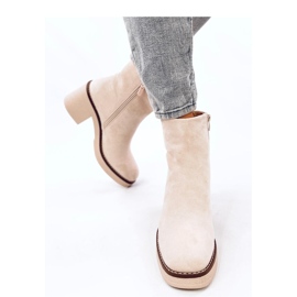 Suede ankle boots with wide heels Eliza Beige - Inello 2
