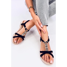 Black sandals with decorative zircons 1