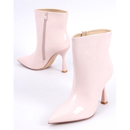 Beige lacquered ankle boots 1
