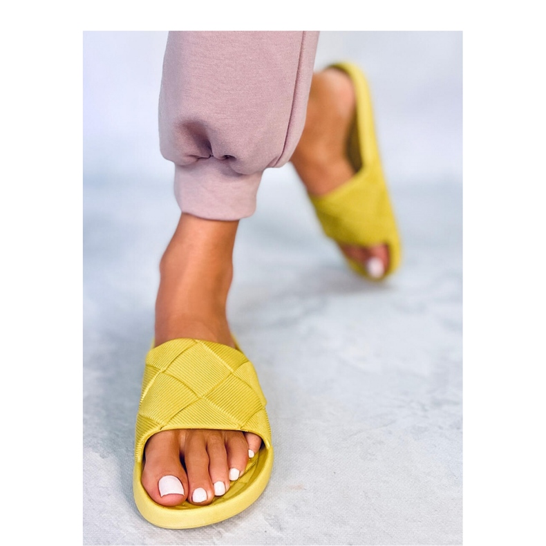 Green rubber flip-flops yellow 1