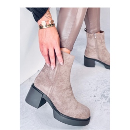 Khaki stable heel ankle boots brown 1