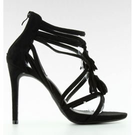 Sandal High heel sandals with fringes 1249 Black - Inello 2