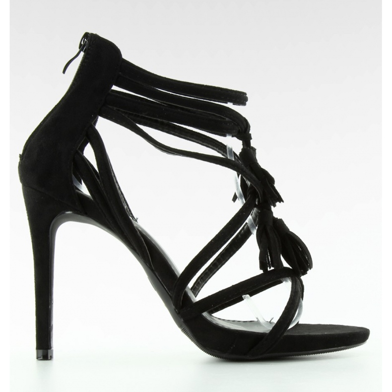 Sandal High heel sandals with fringes 1249 Black - Inello 2