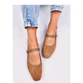 Mary Jane Khaki style ballet flats brown 1