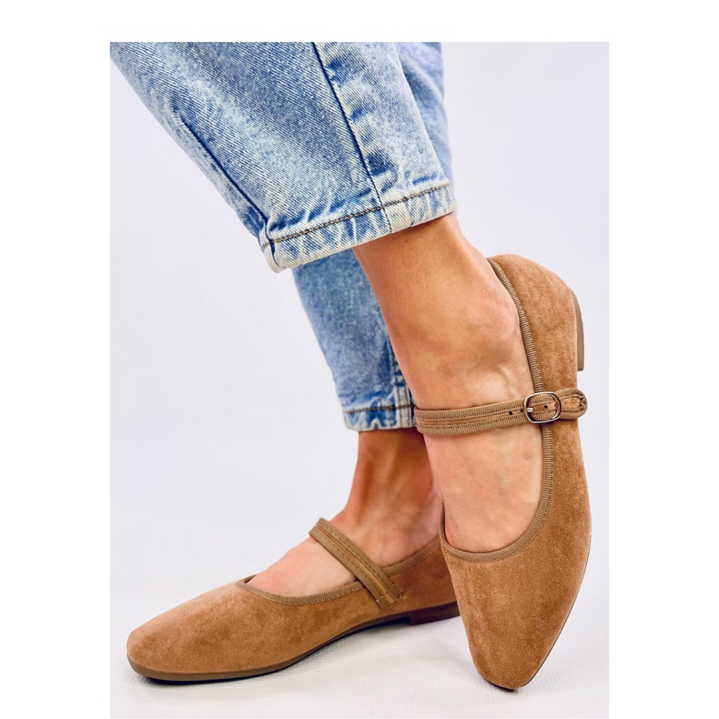 Mary Jane Khaki style ballet flats brown 2