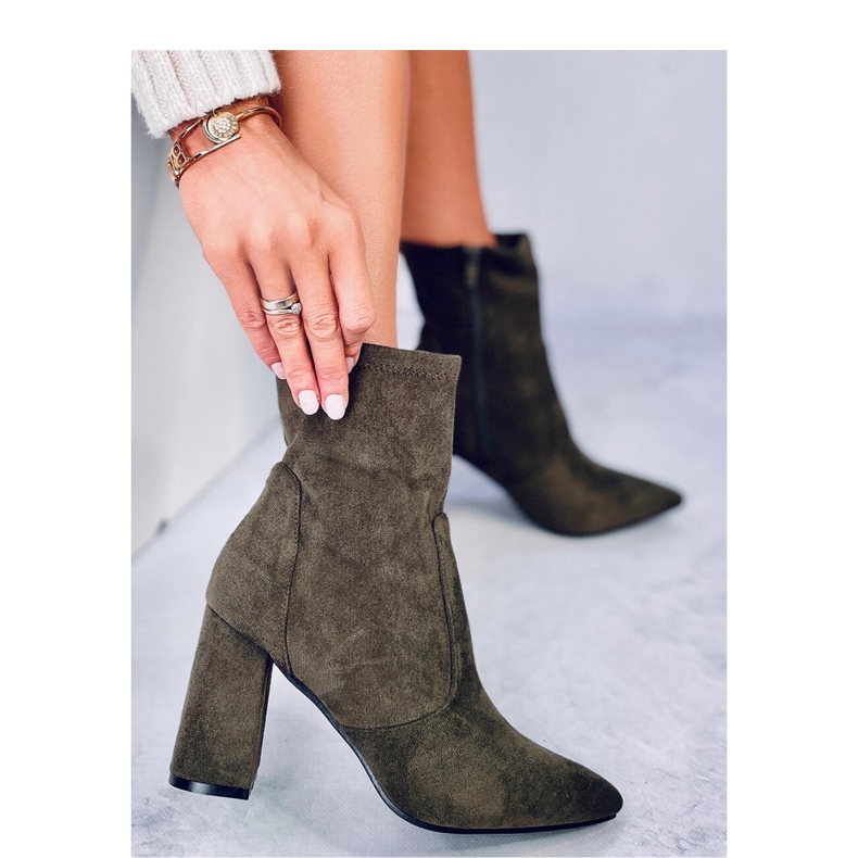 Natalie Green suede high-heeled ankle boots - Inello 2