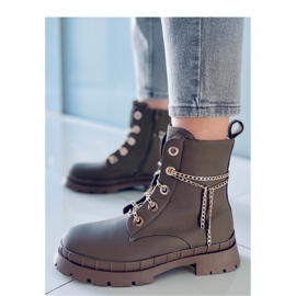Women's ankle boots with a thick sole. Khaki brown 1
