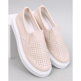 Beige openwork slip-on sneakers 1