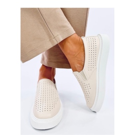 Beige openwork slip-on sneakers 2