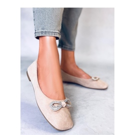 Suede ballet flats with a bow by Serna Kaki - Inello beige 2