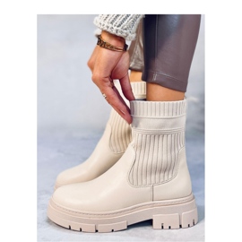 Beige ankle boots with elastic upper 1