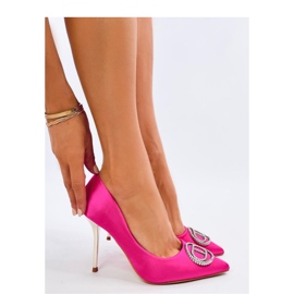 High heels with a fuchsia crystal decoration pink 1