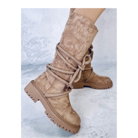 Suede boots with Khaki cord brown 2