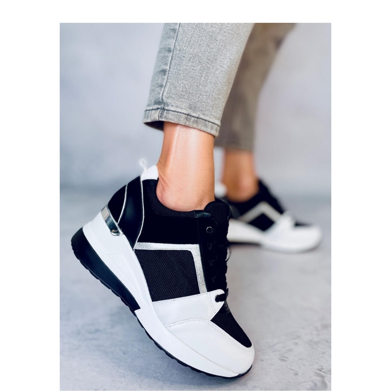 BLACK/WHITE wedge sneakers 1