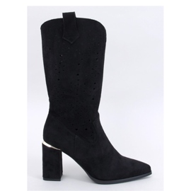 Strokes Black openwork high-heeled boots - Inello 1