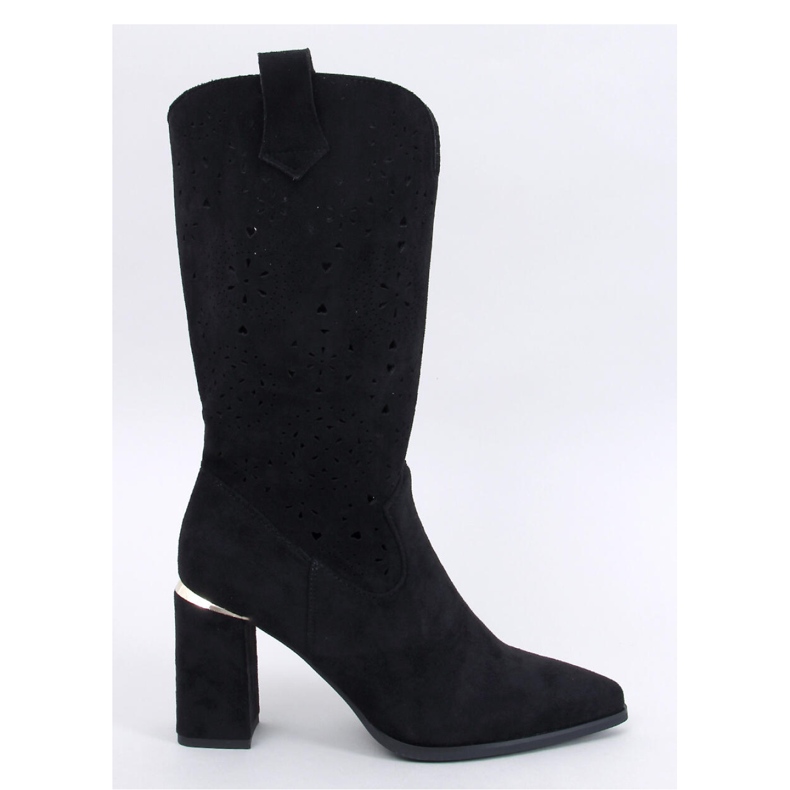 Strokes Black openwork high-heeled boots - Inello 1