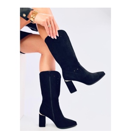 Strokes Black openwork high-heeled boots - Inello 2