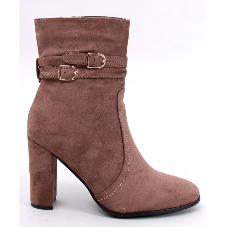 Dianes Khaki suede high-heeled ankle boots - Inello brown 1