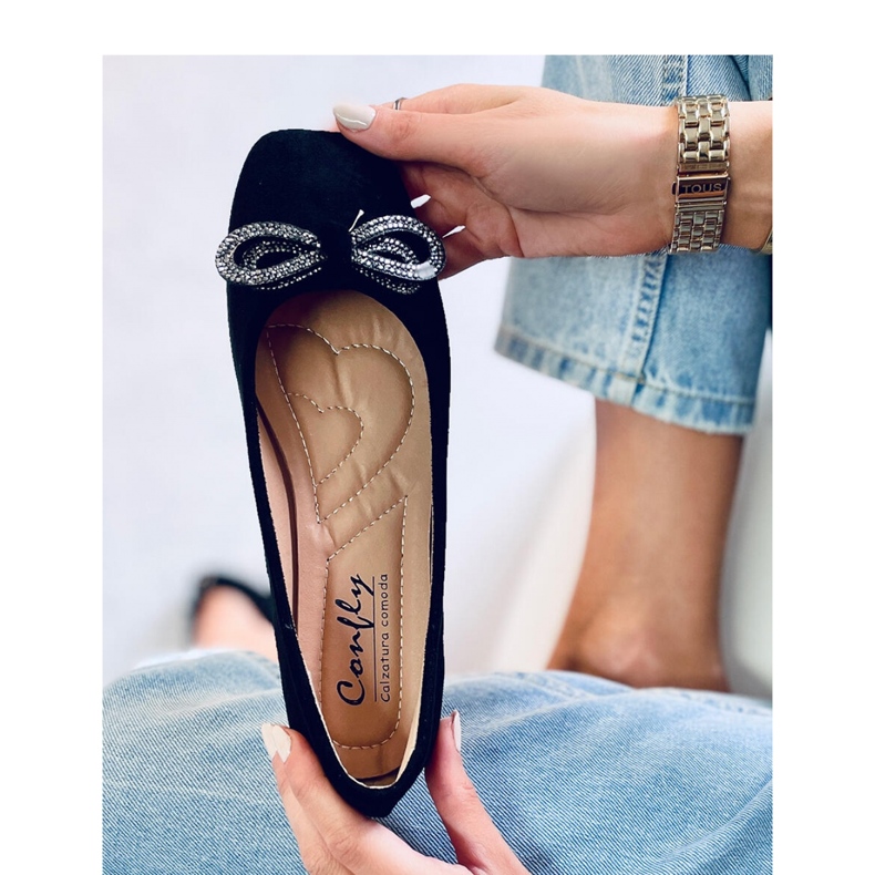 Suede ballet flats with a bow Serna Nero - Inello black 2