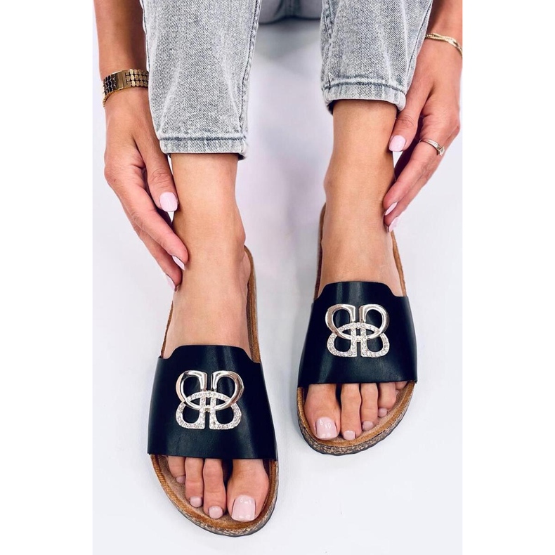 Cork sliders with zircons Black 1