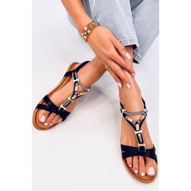 Women's sandals with beads Black 1