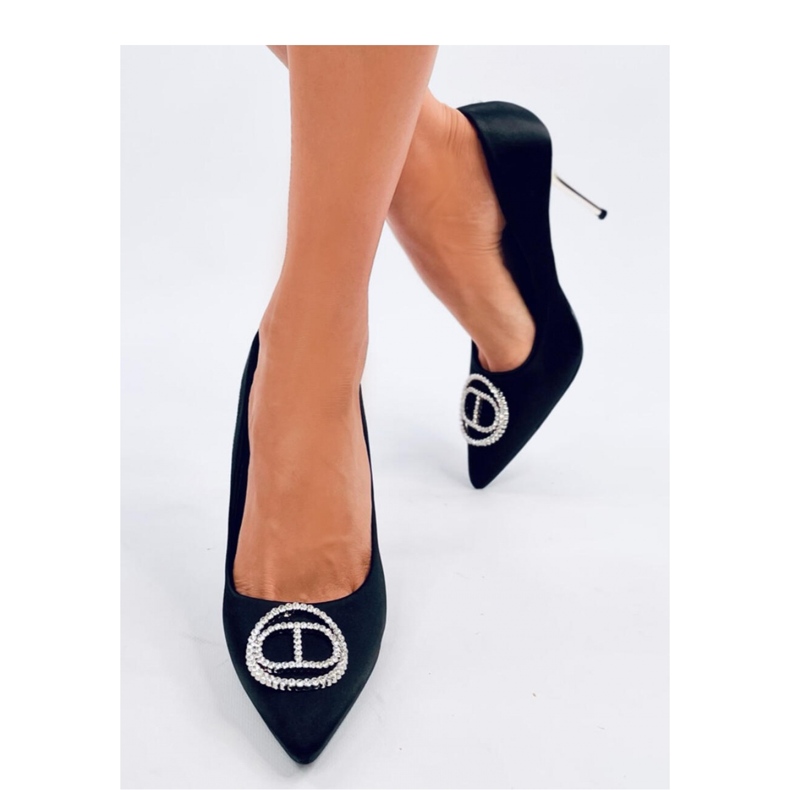 Black high heels with crystal decoration 1