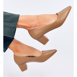 Khaki low heel pumps brown 1