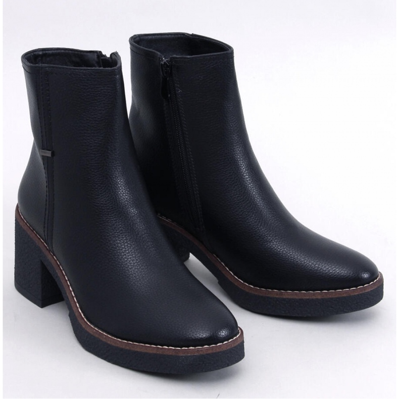 Tamika Black rubber high-heeled ankle boots - Inello 1