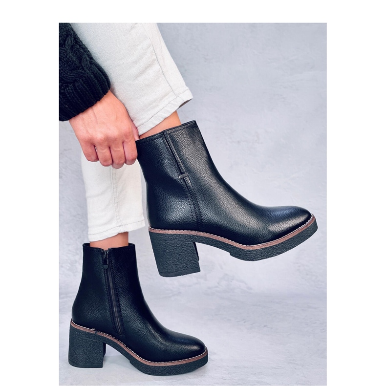 Tamika Black rubber high-heeled ankle boots - Inello 2