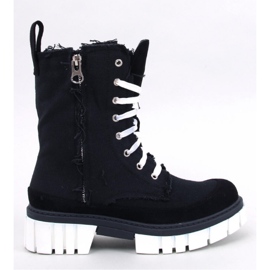 Vaugh Black canvas ankle boots with protector - Inello 1