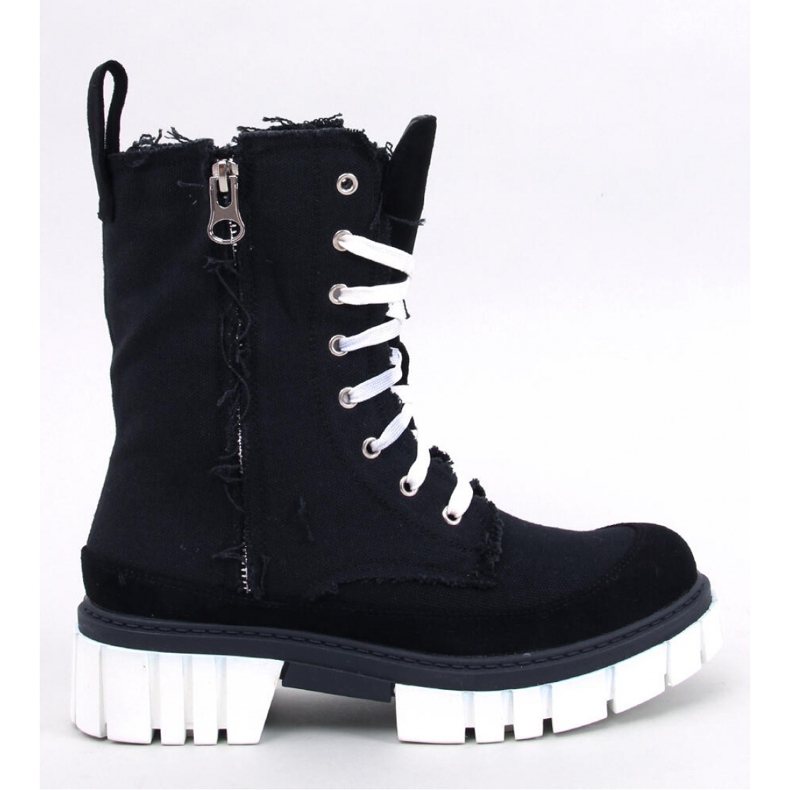 Vaugh Black canvas ankle boots with protector - Inello 1