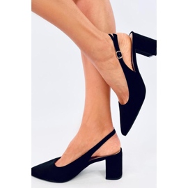 Suede Pumps with an open heel Black 1