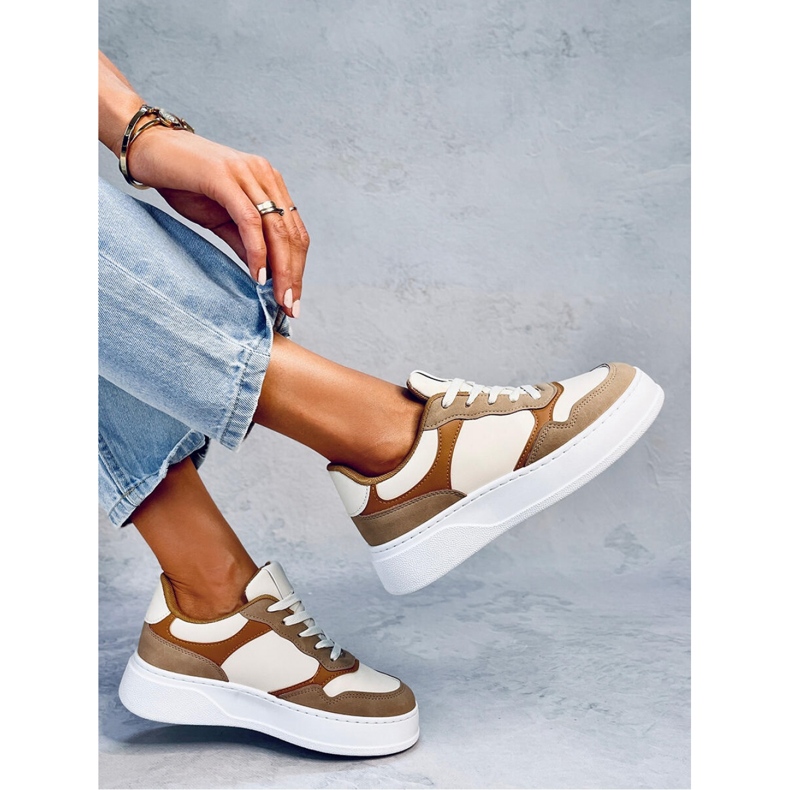 Khaki women's sneakers brown 1