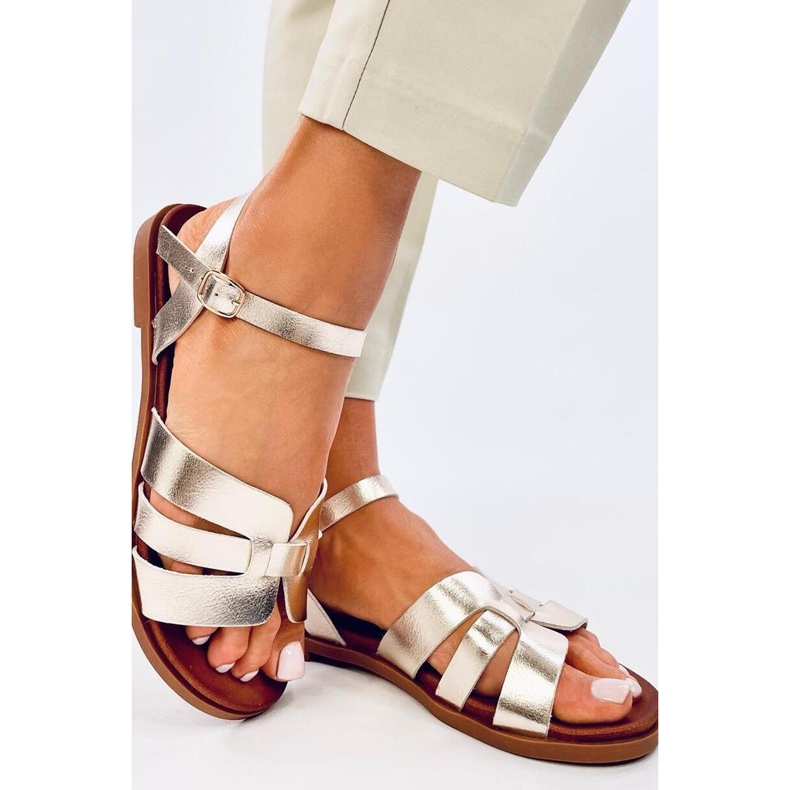 Gold women's flat sandals golden 1