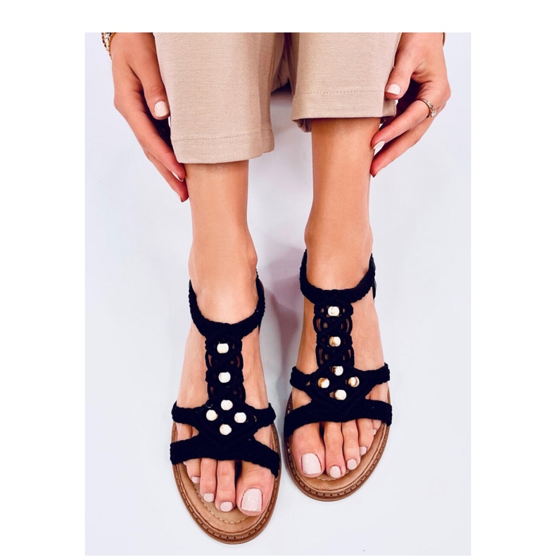Boho Black string sandals 1