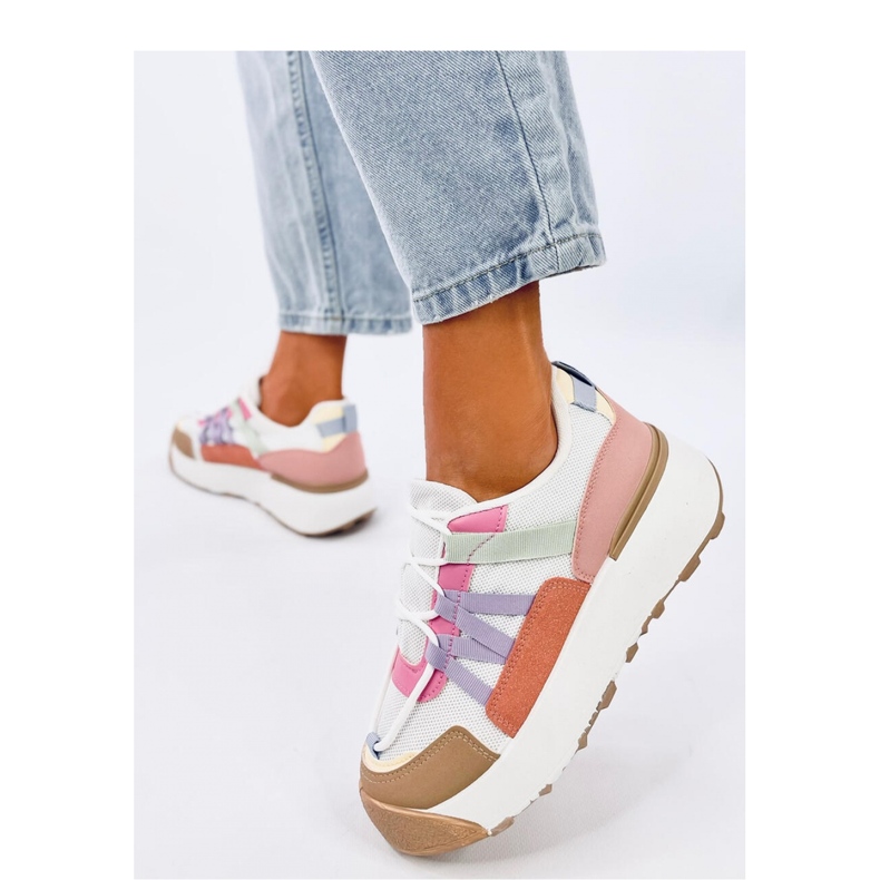 Women's sneakers with a high sole white 1