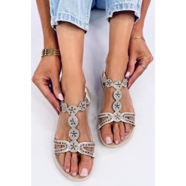 Yvers Beige sandals with decorative zircons - Inello 2