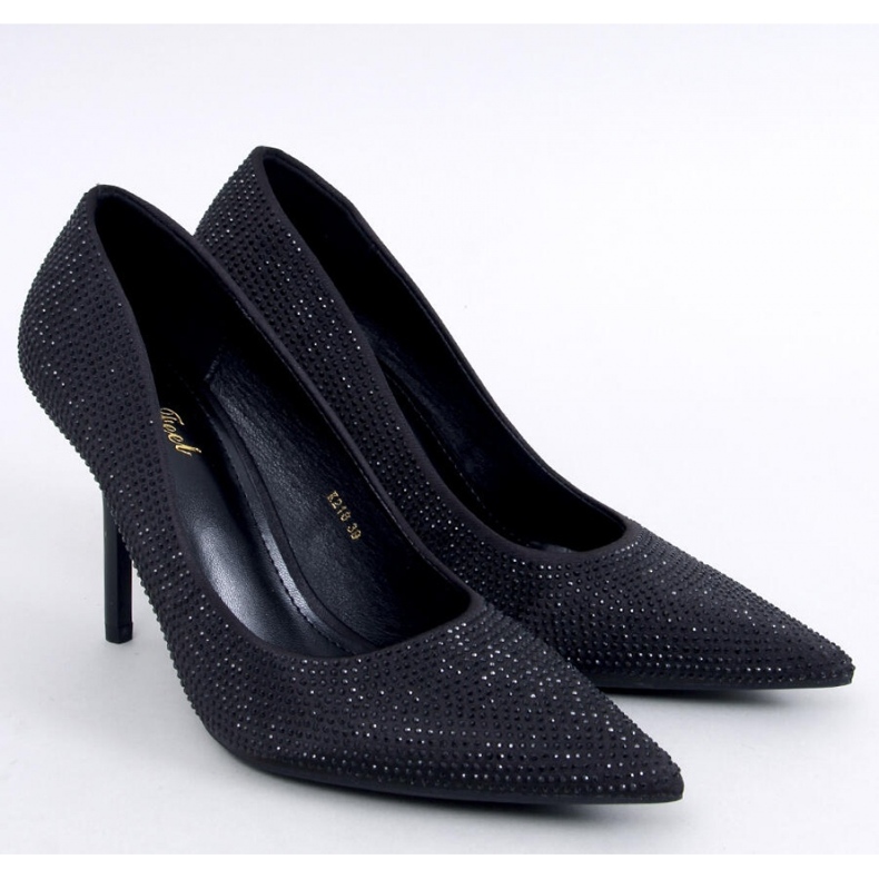 Paulis Black women's high heels with cubic zirconia - Inello 1