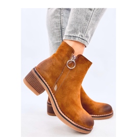 Levere Camel nubuck low-heeled ankle boots - Inello brown 1