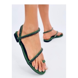 Flip-flop sandals with Green zircons 1