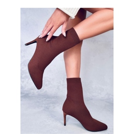 Donatella Brown sock stiletto boots - Inello 1