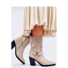 Suede cowboy boots Beige 2