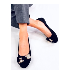 Black suede ballerinas with a teddy bear 1